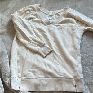 Aerie Cream V-Neck Sweatshirt